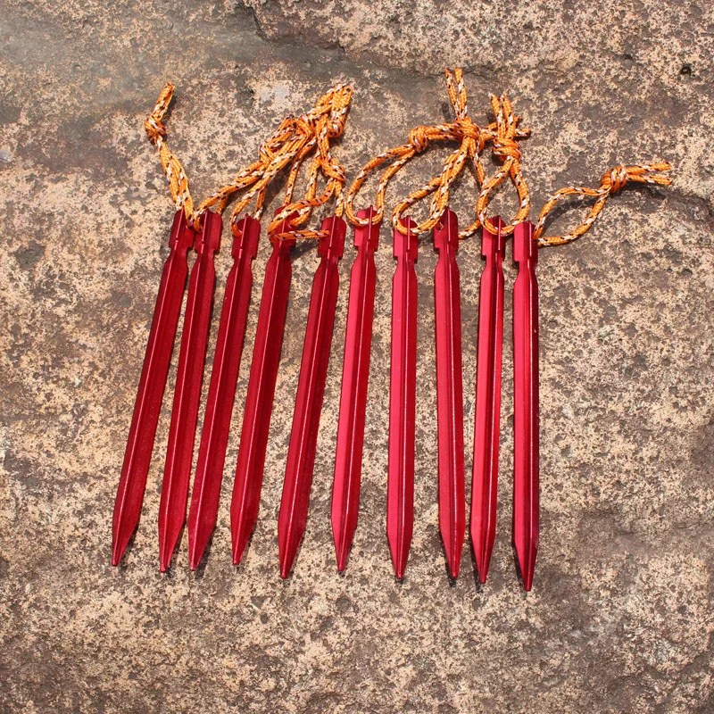 Jungle King 8 Pcs Aluminument Tent Pegs Nail with Rope Camping Hiking Equipment Outdoor Traveling Tent Accessories 18CM