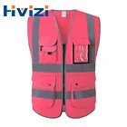 Мужской женский высоковидимый защитный жилет, рабочая одежда, безопасный розовый светоотражающий жилет, уличный жилет с логотипом на заказ, бесплатная доставка