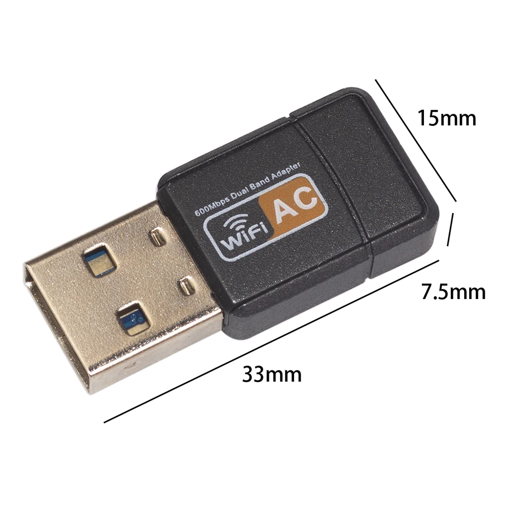 

600Mbps USB 2.0 WiFi Adapter Receiver 2.4/5GHz Wireless Dongle Network Card