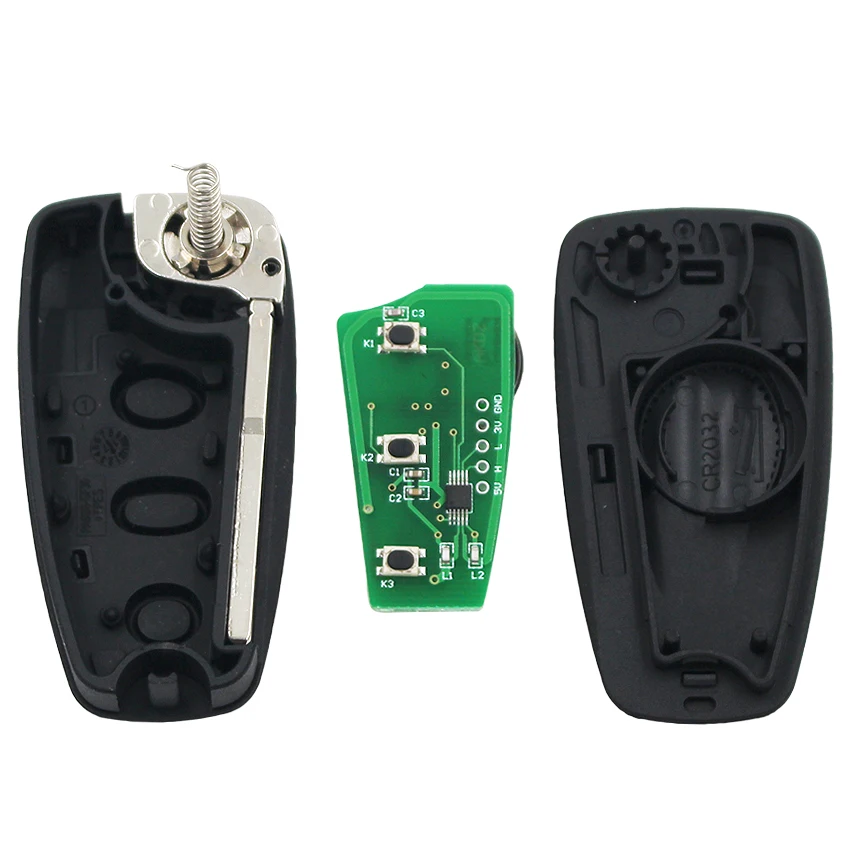 Складной дистанционный ключ брелок с 3 кнопками для Ford Focus Mondeo Fiesta 433 МГц черный HU101