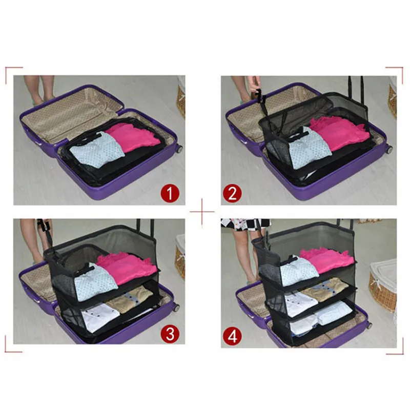 3 слоя Портативный дорожная сумка для хранения крючок подвешивания сетчатый