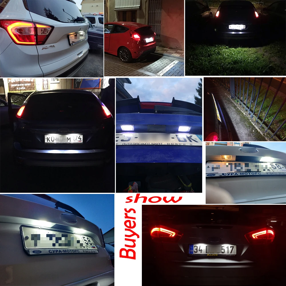 

PMFC LED Number License Plate Light 2pcs 6000K White Error Free Car For Ford Focus 5D Fiesta Mondeo MK4 C-Max MK2 S-Max Kuga