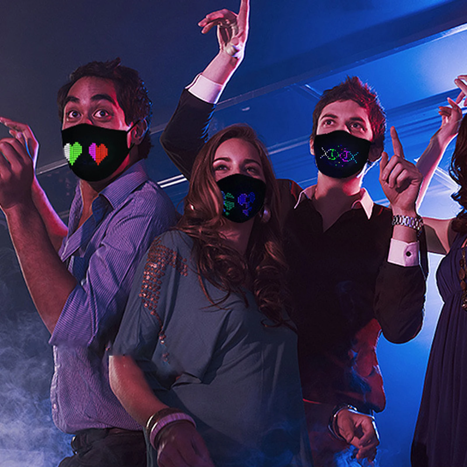 Led Party Masks Wireless BT App Control DIY Face Mask USB Rechargeble Halloween for Raves Festivals | Дом и сад