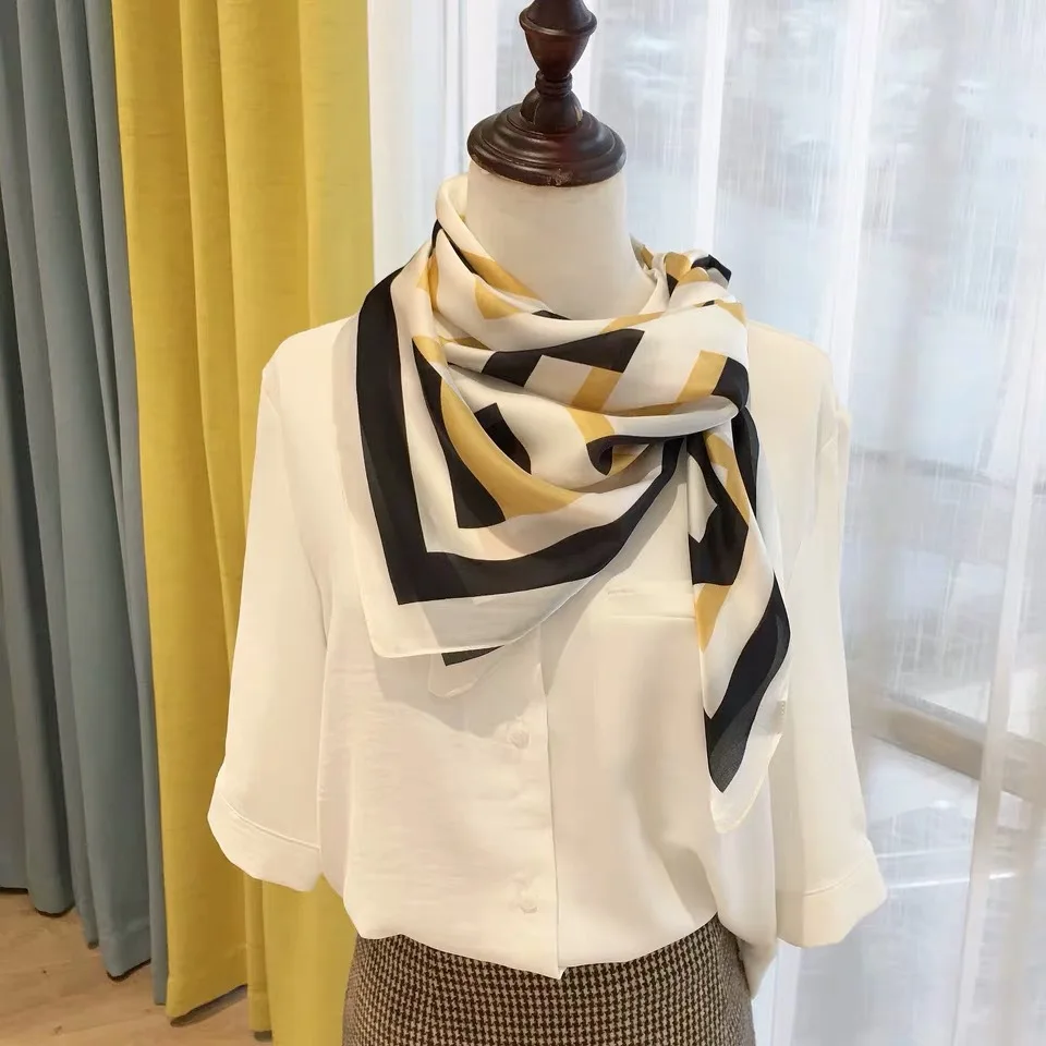 

Luxury Silk Satin Head Scarf For Women Fashion Kerchief Print Hair Scarfs 90cm Square Headband Neck Scarves For Ladies Dropship