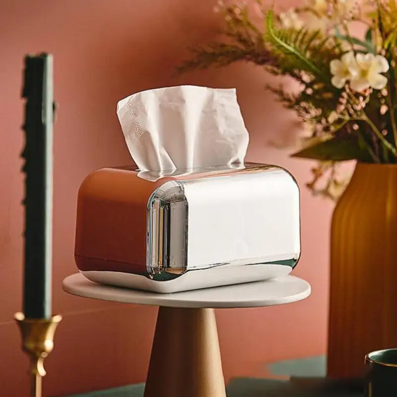 

Golden Tissue Box Cover Toilet Paper Box Napkin Holder Case Simple Stylish Home Car Tissue Paper Dispenser Home Desktop Decor
