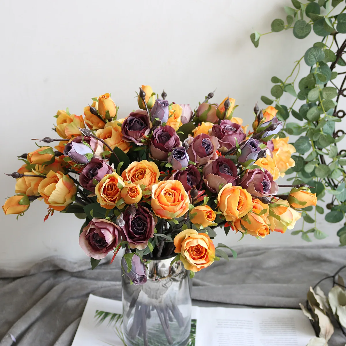 Имитация розы 3 головы в европейском стиле маленькая пасторальная хипстерская