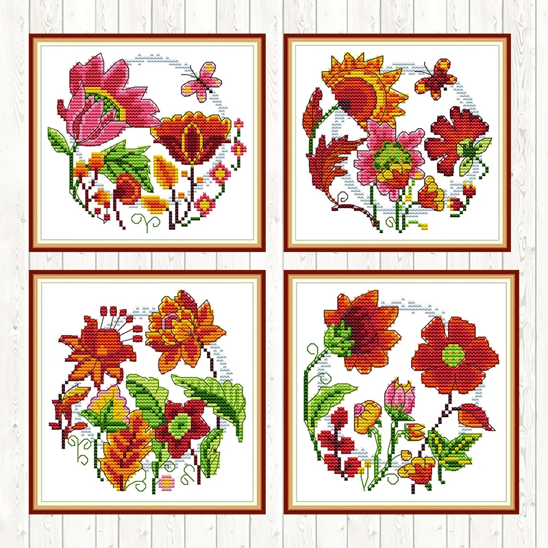 Набор для вышивки крестиком Joy Sunday круговой цветочный узор 14CT 11CT холст с принтом