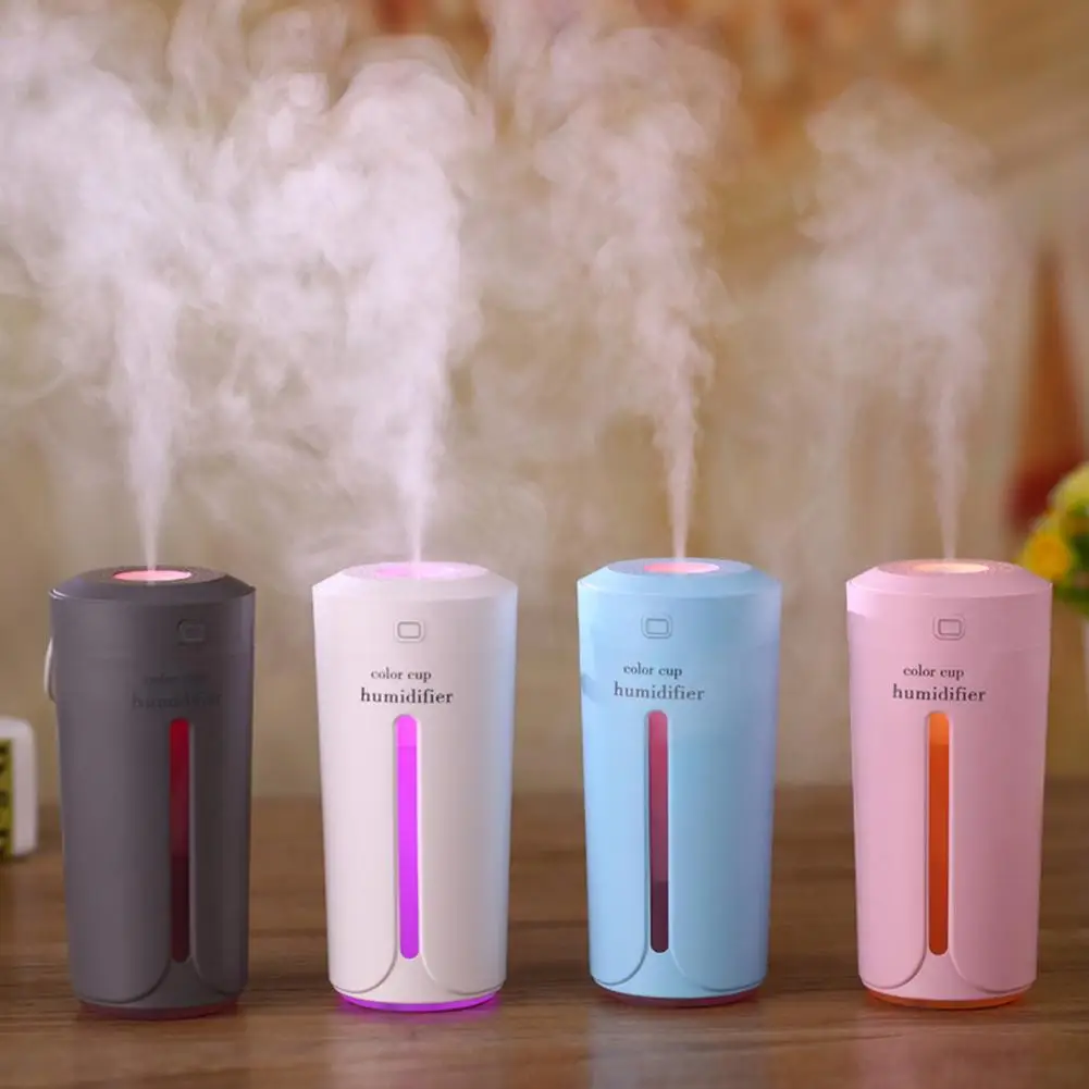 

230ML Mini Air Humidifier Ultrasonic USB Humidifier Romantic 7 Color Lights Skin Nano Spray Essential Oil Diffuser Car Purifier