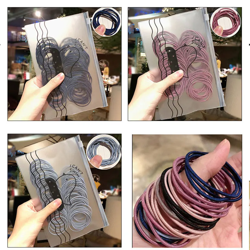 

50pcs Rubber Elastic Hair Bands Kids Headwear for Girls Solid Color Hairband Ponytail Holder Ties Gum Hair Accessories Ornaments