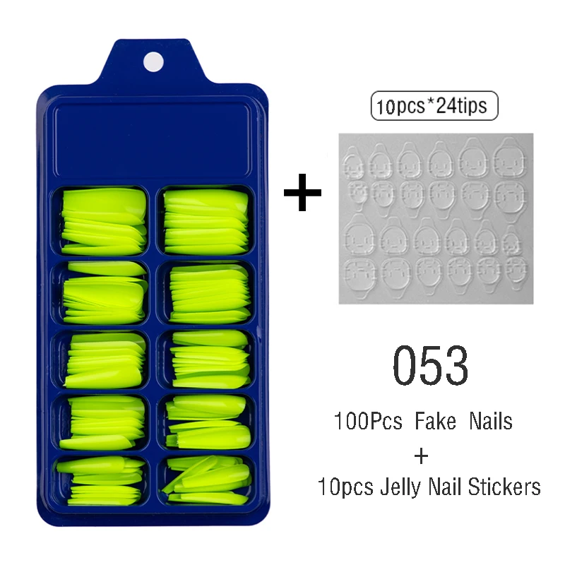 

100pcs Solid Color Acrylic Nails Art Ballerina Simple Coffin Fake Nail Extension Press on Nails Manicure Used with Jelly Sticker