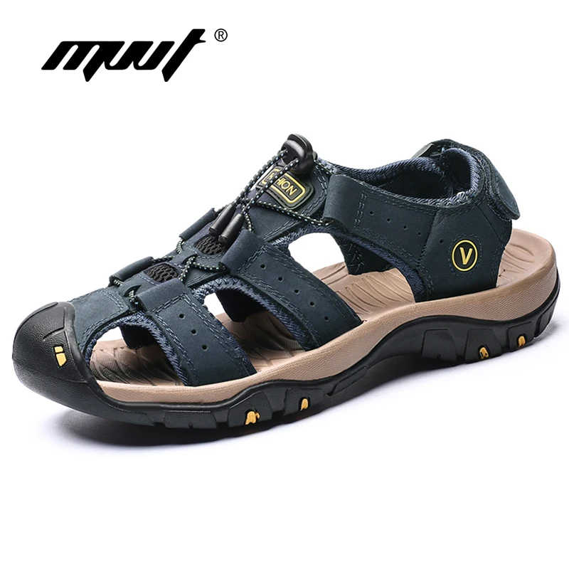 

Сандалии мужские из натуральной кожи, мягкие пляжные туфли, модные уличные повседневные Нескользящие кроссовки, для воды