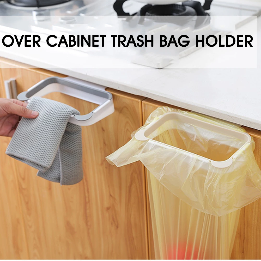 

Kitchen Plastic Garbage Bag Rack Holder Cupboard Door Back Hanging Trash Rubbish Bag Storage Shelf Home Tools Dropshipping