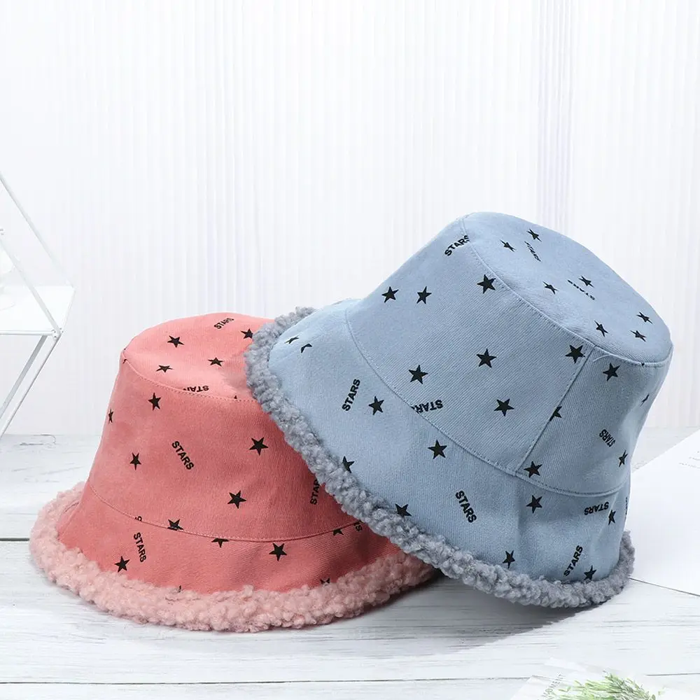 

Winter Warm Soft Casual Double Sided Bucket Hat Panama Hat Fisherman Cap Sun Cap