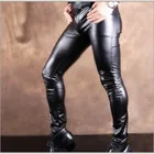 Сексуальные мужские кожаные обтягивающие ботинки, брюки, персиковые ботинки, обтягивающие брюки из искусственной кожи, Блестящие Брюки-карандаш