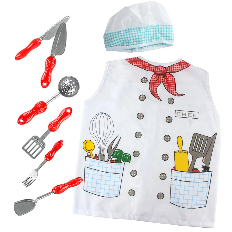 Униформа шеф-повара шляпа топы набор для девочек и мальчиков домашняя работа