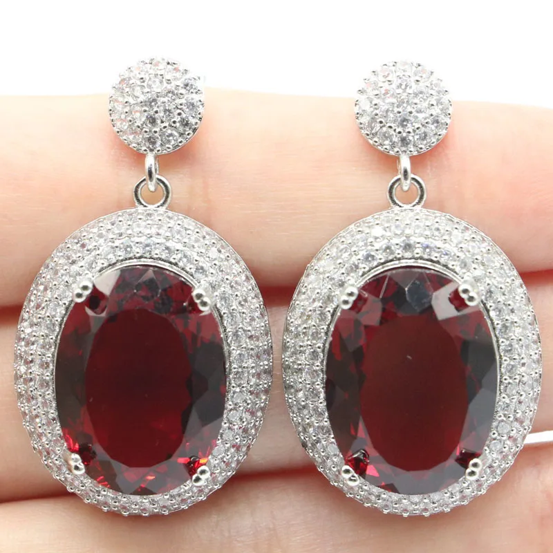 40x22 мм изящный Большой овальный драгоценный камень родолит белый гранат CZ