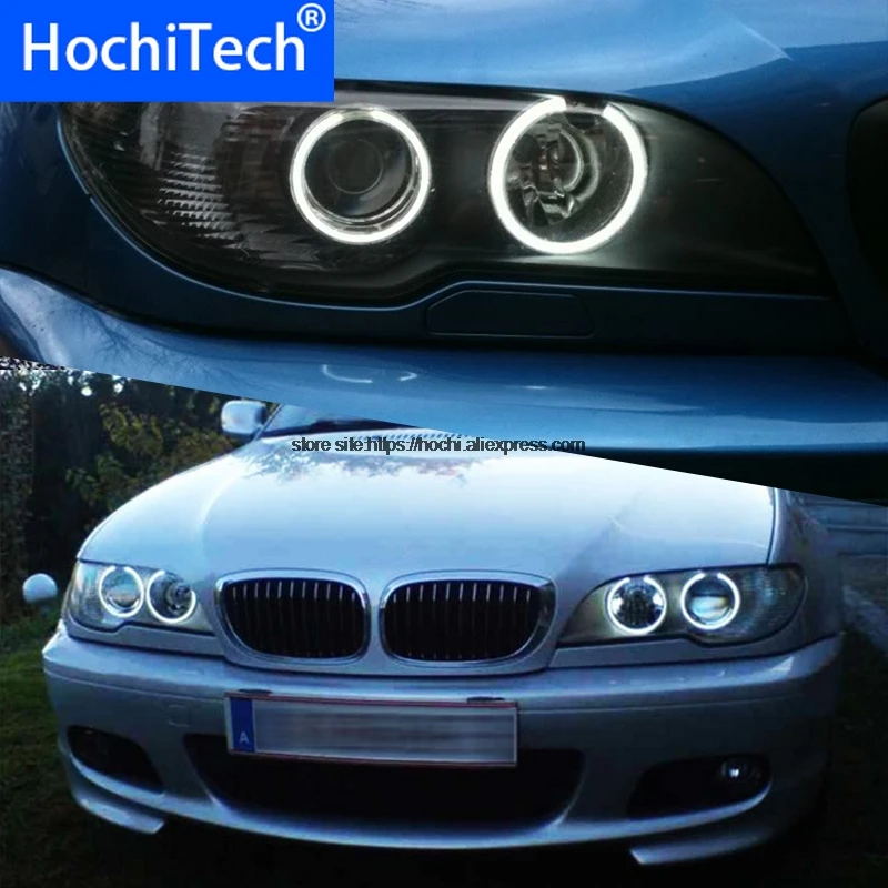 

HochiTech высокого качества Дневной светильник DRL CCFL ангельские глазки демон глаза комплект Теплый Белый Halo Кольцо для BMW E46 Кабриолет подтяжка л...