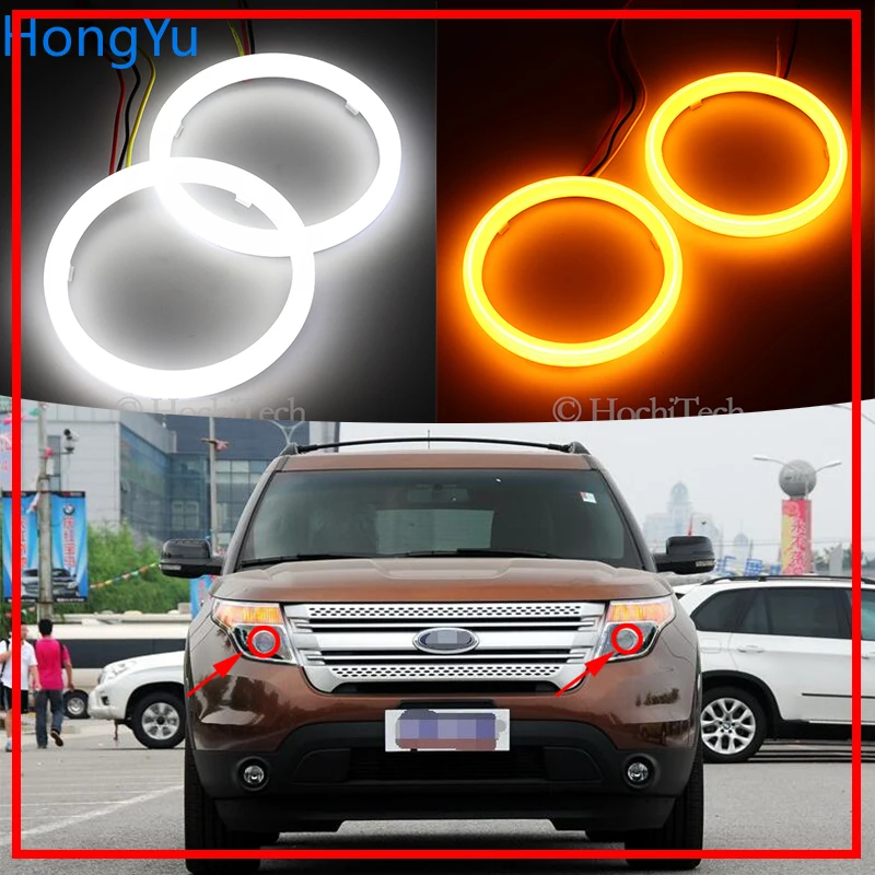 

Cotton LED Angel Eye Halo Switchback Light Ring lamp DRL White / Amber for Ford Explorer 2011-up