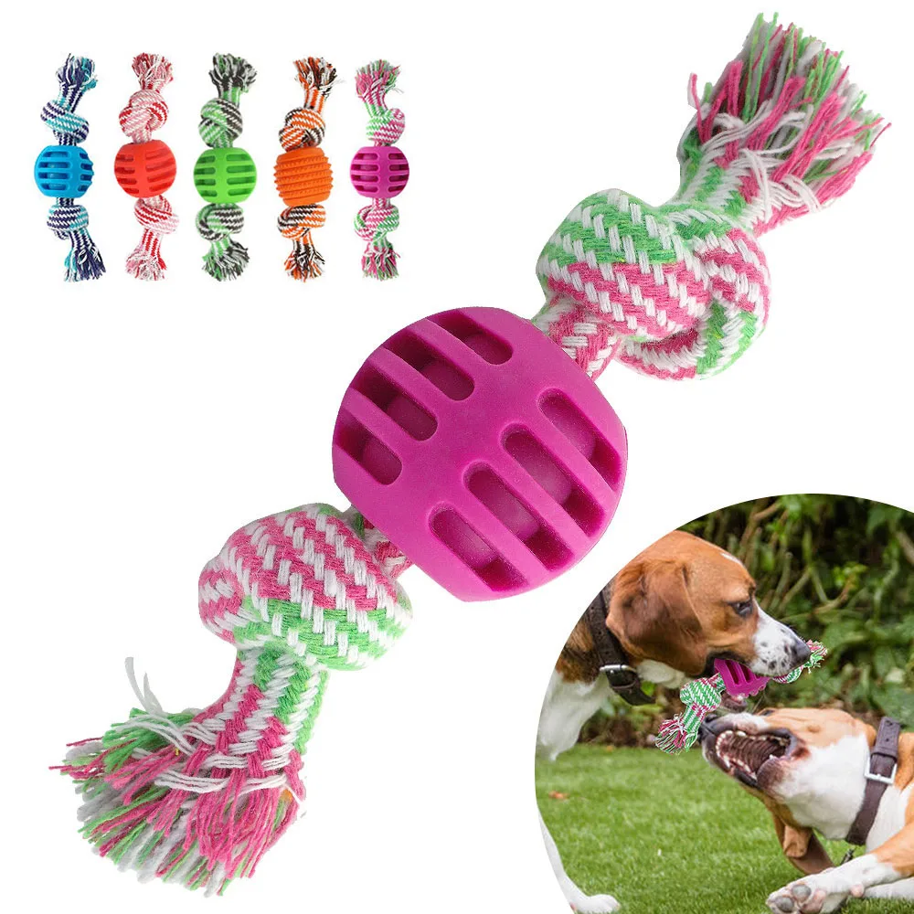 

Веревка для собак, игрушка-шарик, игрушка для чистки зубов, устойчивая к укусам, для маленьких, средних и больших собак, веревочные игрушки