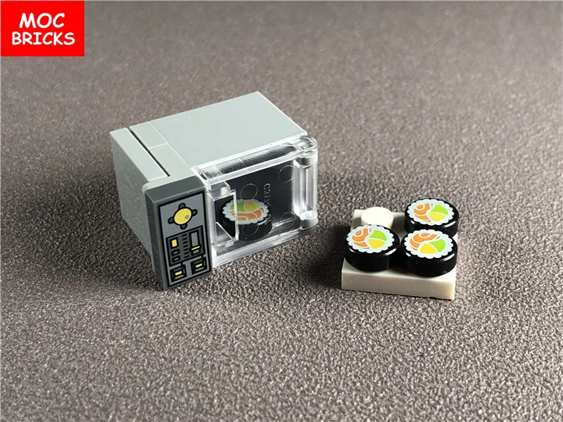 2 компл./лот кубики MOC DIY Микроволновая печь еда для печенья и суши пончик сахар