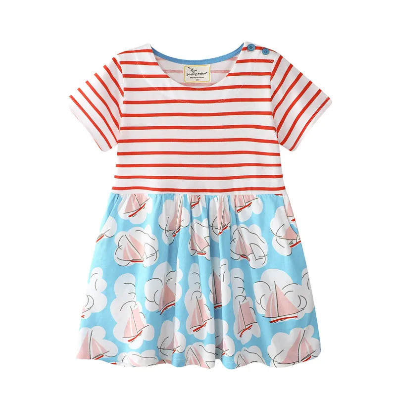 Jumping/платья-пачки для маленьких девочек Детское платье с короткими рукавами и