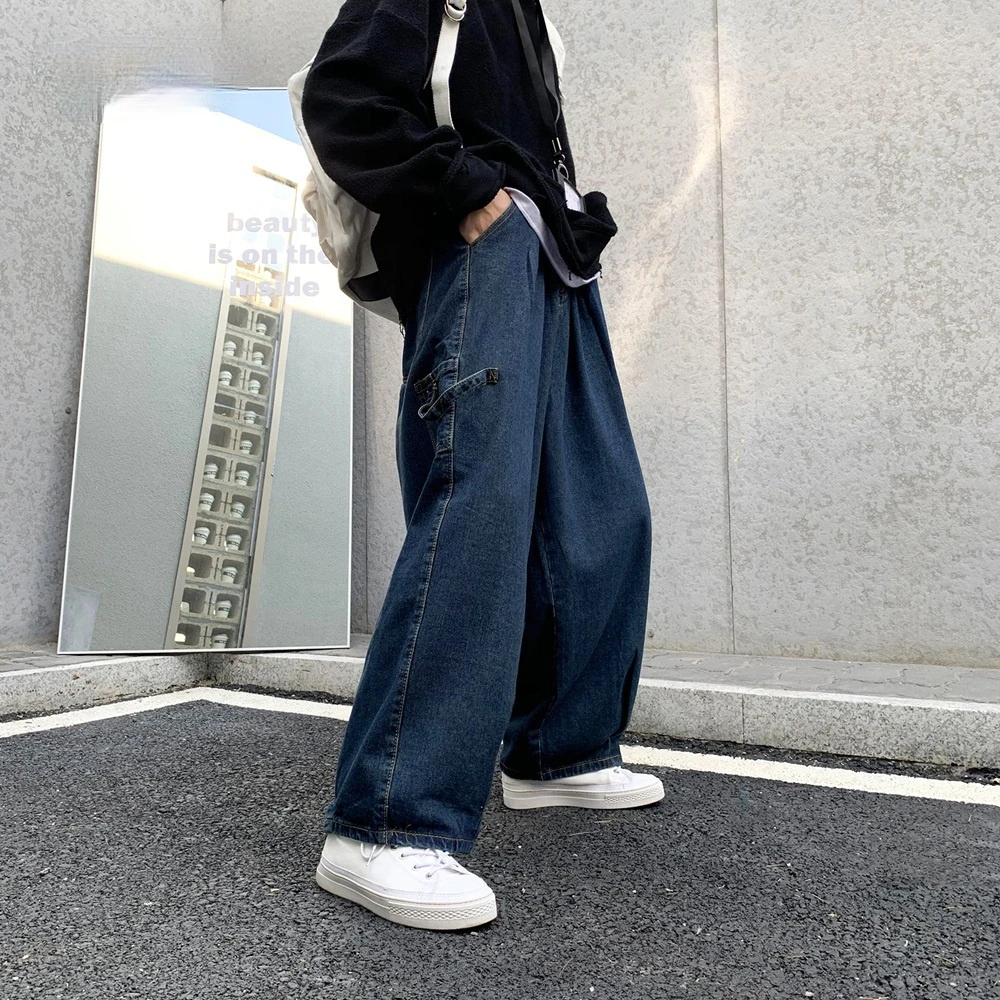 

Korean Style Hip Hop Fashion Straight Jeans Couple Denim Trousers Loose Harajuku Casual Cargo Pants Men Clothing
