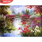 HUACAN полностью квадратная Алмазная Картина Пейзаж 5D DIY круглая Алмазная мозаика, цветы, стразы, вышивка, Декор для дома