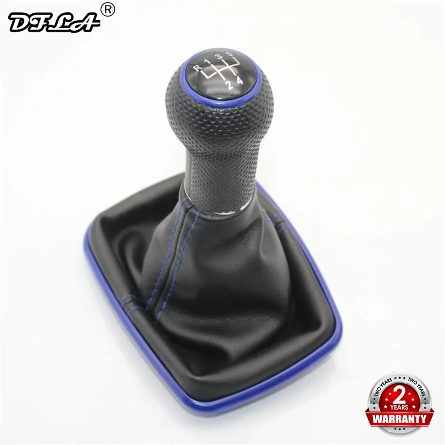 For Seat Leon 2000 2001 Toledo 1999 2000 2001 Car-Styling Car 5 Speed 12mm Blue Line Gear Stick Shift Knob With Leather Boot