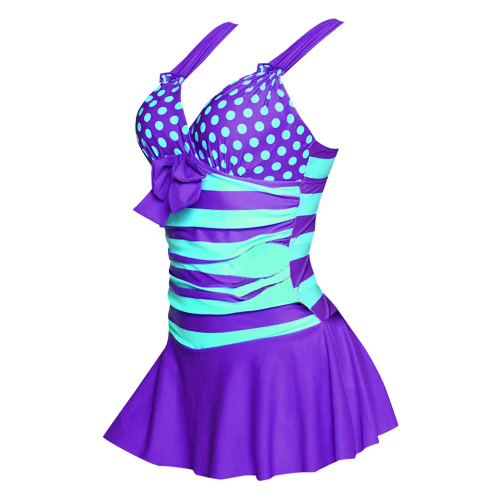 

Fashion Women Polka Dot Tankini Sexy Wide Strap Two Piece Set Swimsuit Swimdress and Shorts Ladies Bikini Bathing Suit Plus Size