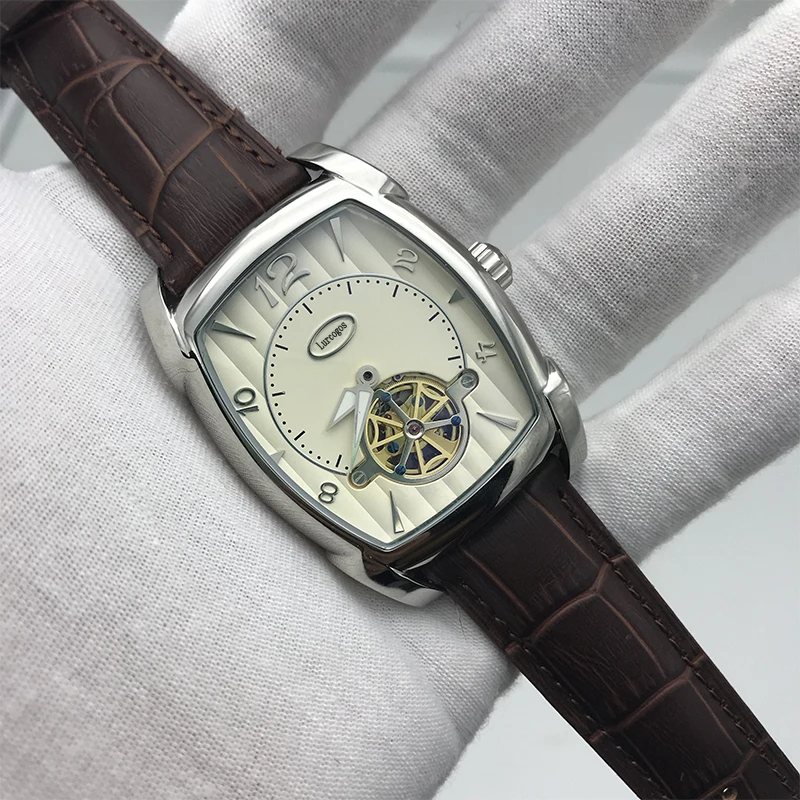 Новинка 2019 хит продаж мужские часы KA белый циферблат коричневый ремешок 34 мм