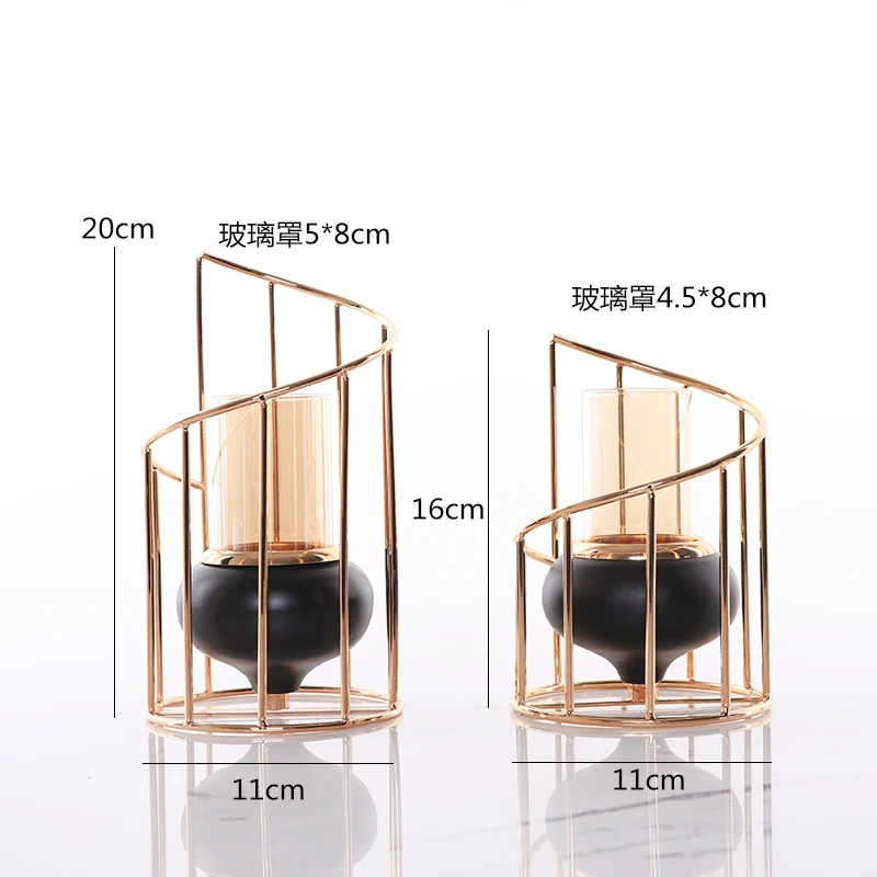 

Creative Glass Candle Holder Light Luxury Gold Metal Candle Holders Elegant Simple Minimalist Swieczniki Home Decoration EB50ZT