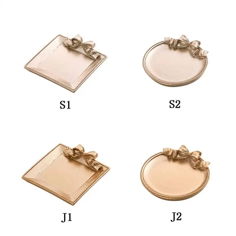 

Decorative Golden Jewelry Tray Bedroom Decoration Necklace Jewelry Fruit Plate Crafts Trinket Tray Organizer Vintage Ring Box