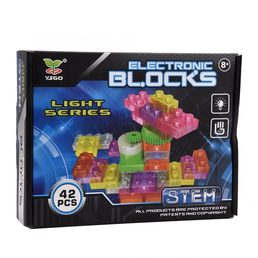 42 шт. Детский Электронный конструктор с подсветильник кой|Блочные конструкторы| |