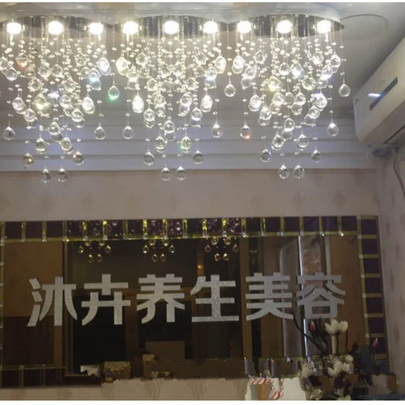 Большая Современная прямоугольная штора хрустальная люстра освещение для
