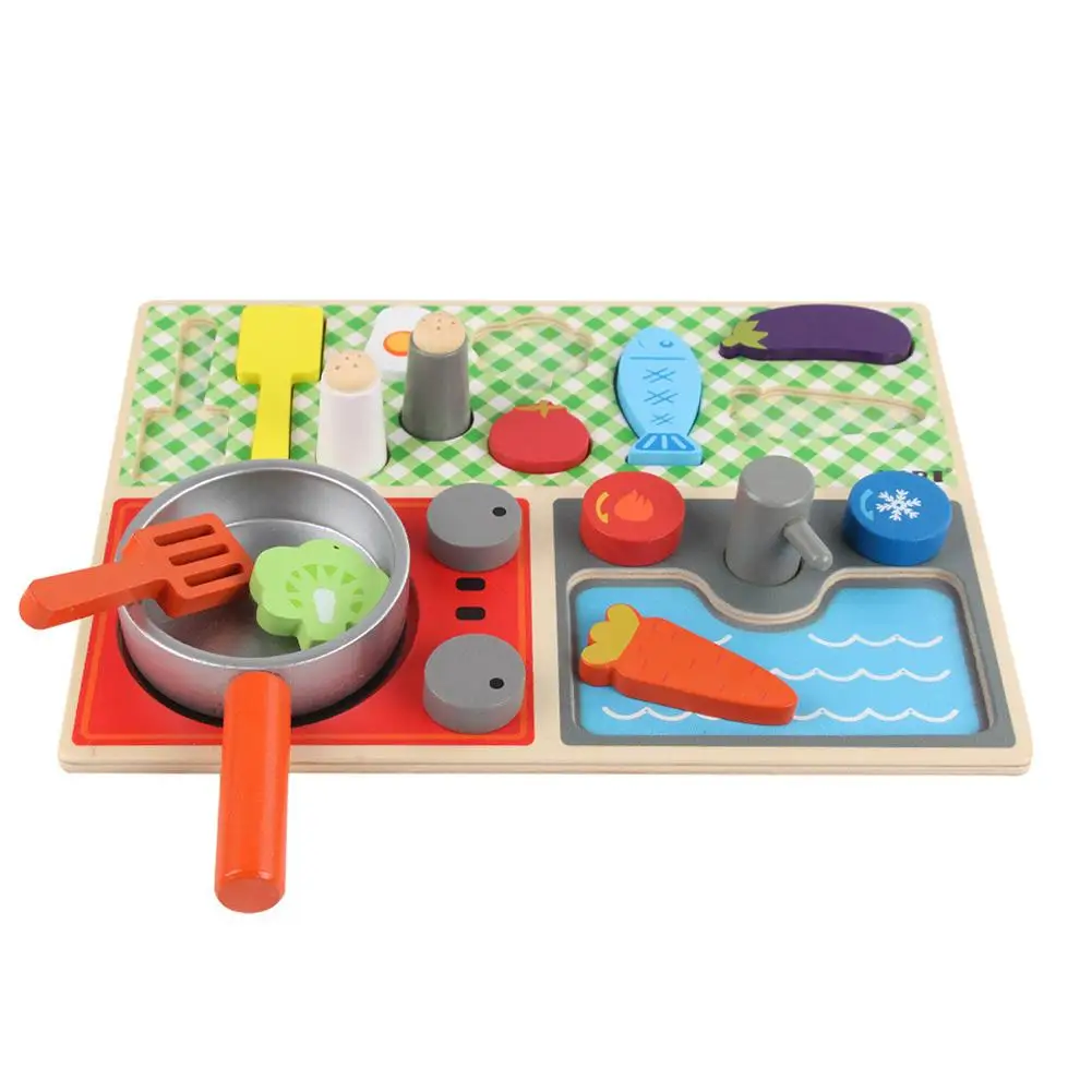 

Имитация кулинарной Плиты Набор пазлов игрушка для раннего развития деревянный кухонный игровой домик семейная детская игрушка подарок на...