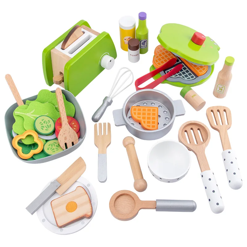 

Wooden Kitchen Gadgets Toy Bread Baking Cooking Tools Sence Play Toy