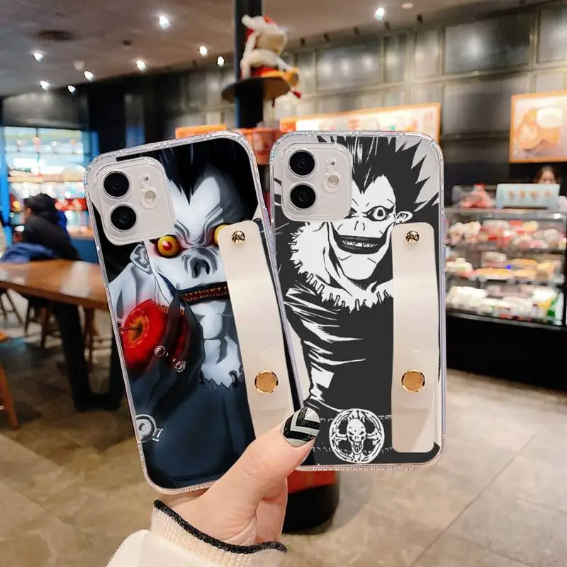 

Death note Phone Case Wrist Strap For iPhone 7 8 11 12 X XS XR MINI Pro Max Plus Hand Band Transparent Clear