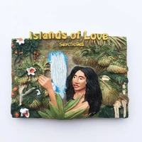 qiqipp tahiti seychelles islands love island scenery cultural tourism souvenir magnetic sticker refrigerator sticker letter