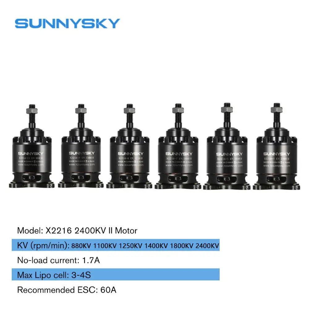 

SUNNYSKY 2216 мотор X2216 880KV 1100KV 1250KV 1400KV 1800KV 2400KV II 2-4S бесщеточный двигатель для радиоуправляемого дрона 400-800g с неподвижным крылом