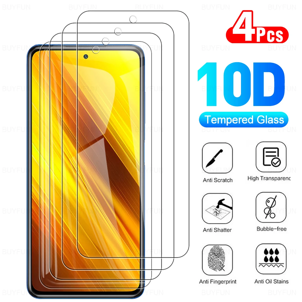 

4 шт., Защитное стекло для Xiaomi Mi Poco X3 NFC X3 Pro GT M3 M3Pro Pro F3 NFC phone F1, 6,67 дюйма, HD защитная пленка M2007J20CG