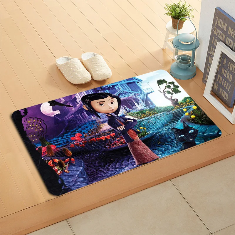 

Cartoon Coraline Doormat Floor/Bath/Kitchen/Beach Mat Flannel Sponge Fabric 3D Printed Shaggy Christmas Decoration For Bedroom