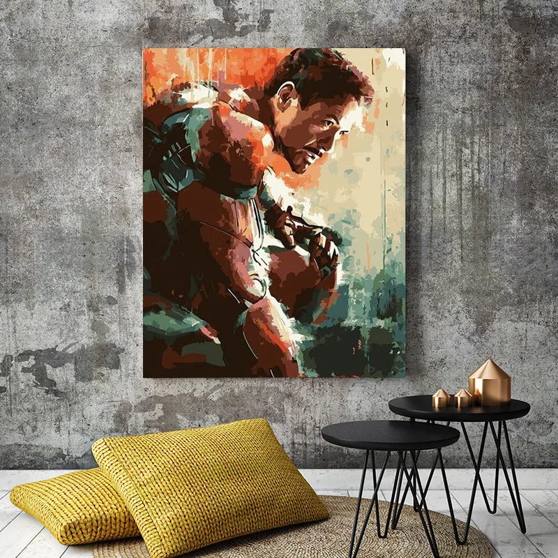 Картина по номерам супер герой сталь воин Супермен Паук фильм черный рыцарь