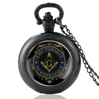 freemason quote %e2%80%9cthe pursuit of knowledge %e2%80%9dblack mason quartz pocket watch pendant clock watch men women necklace best gifts