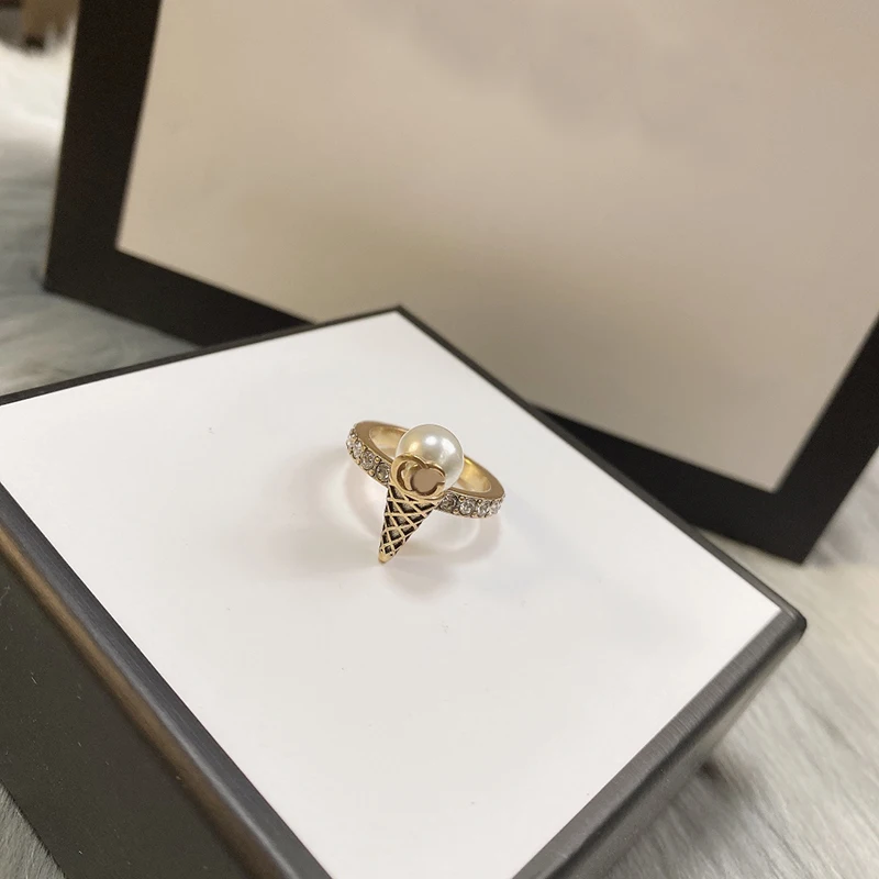 

Взрывоопасное изысканное двойное мороженое Оригинальное модное романтическое женское кольцо Рождественский подарок на день рождения 1:1