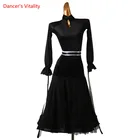 Платье для бальных танцев с воротником-стойкой и сетчатым рукавом