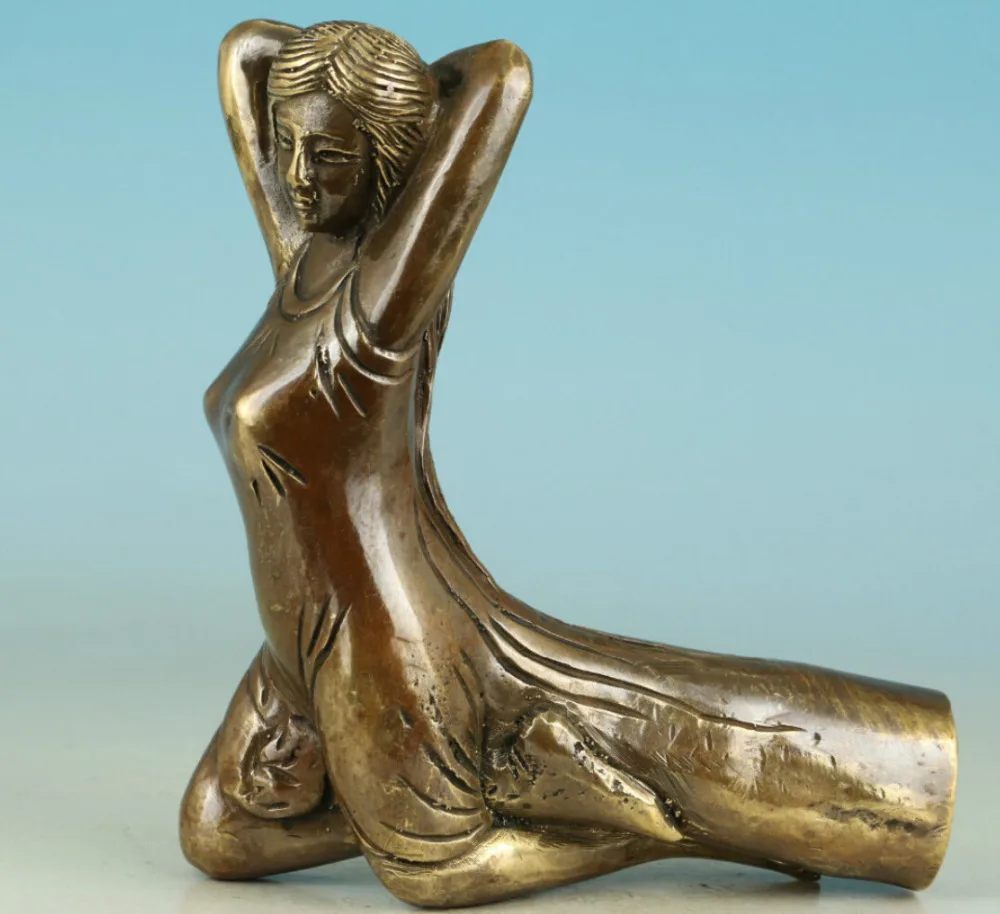 Бесплатная доставка китайская старинная бронза ручная работа резная статуя