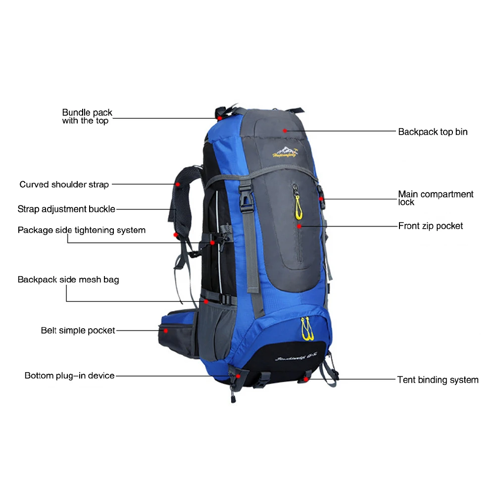 Спортивная сумка 56 75L открытый рюкзак с двойным плечом водонепроницаемый большой