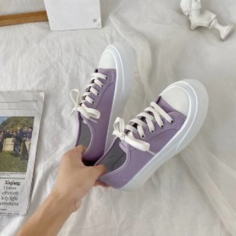 

2021 Low Top Women's Canvas Shoes Flat Women's Sneakers Casual Shoes Lace Up Women's Sports Shoes Fashion Women's Sneakers