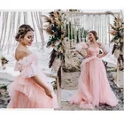 Розовое платье принцессы ТРАПЕЦИЕВИДНОЕ женское платье на заказ милое длинное платье с открытыми плечами для выпускного вечера 2020 Vestidos