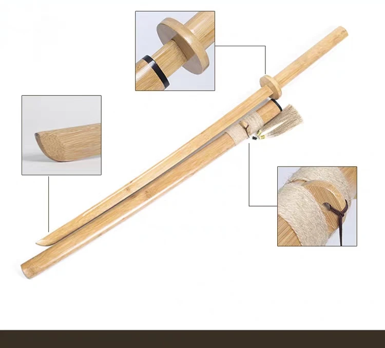 

Catazer Wooden Sword Bamboo Sword Katana Samurai Sword Japanese Kendo Skills Training Wooden Sword Performance Props